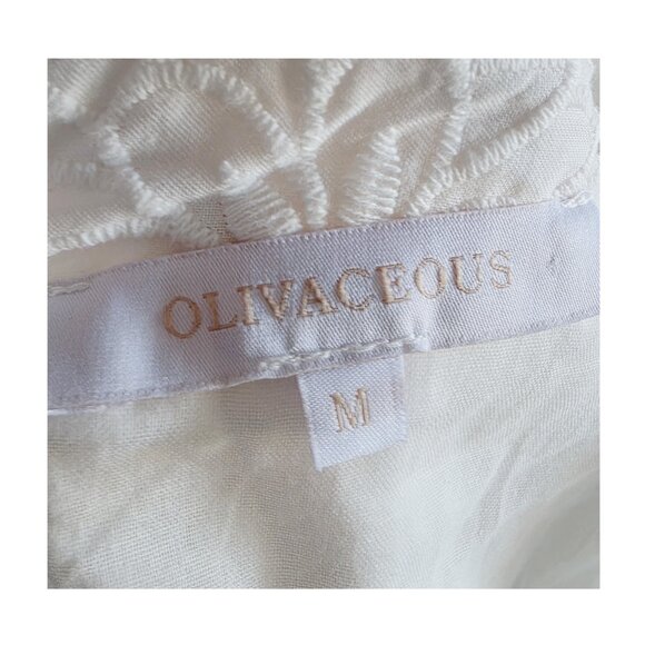 Olivaceous Women's Embroidered Floral Dress - Scalloped Hem & Sleeves, Size M - Picture 5 of 5